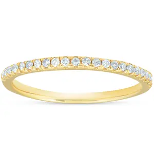1/5CT Lab Grown Diamond Wedding Ring Womens Stackable Band 10k Yellow Gold