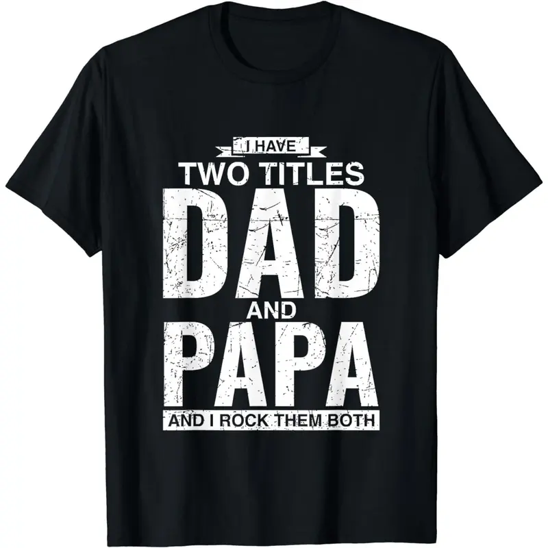 [100% Cotton] Cool Dad And Papa Double Title Rocking T-Shirt For Awesome Fathers Fathersdaygift Menswear Casual graphic tee Shortsleeve Cool Double Title Cotton T-Shirt