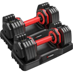 Bearbro Adjustable Dumbbells Set, 1-Sec Adjustable Weights Dumbbells Set, 5 in 1 Free Adjustable Dumbbell Set with Anti-Slip Texture Handle, Weight Set For Home Gym Suit both Men and Women