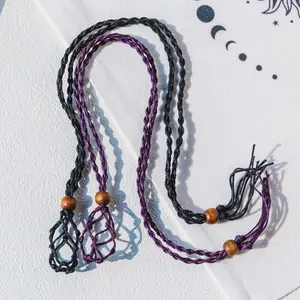 【Cord】Natural Crystal Net Woven Necklace 【Tumble】