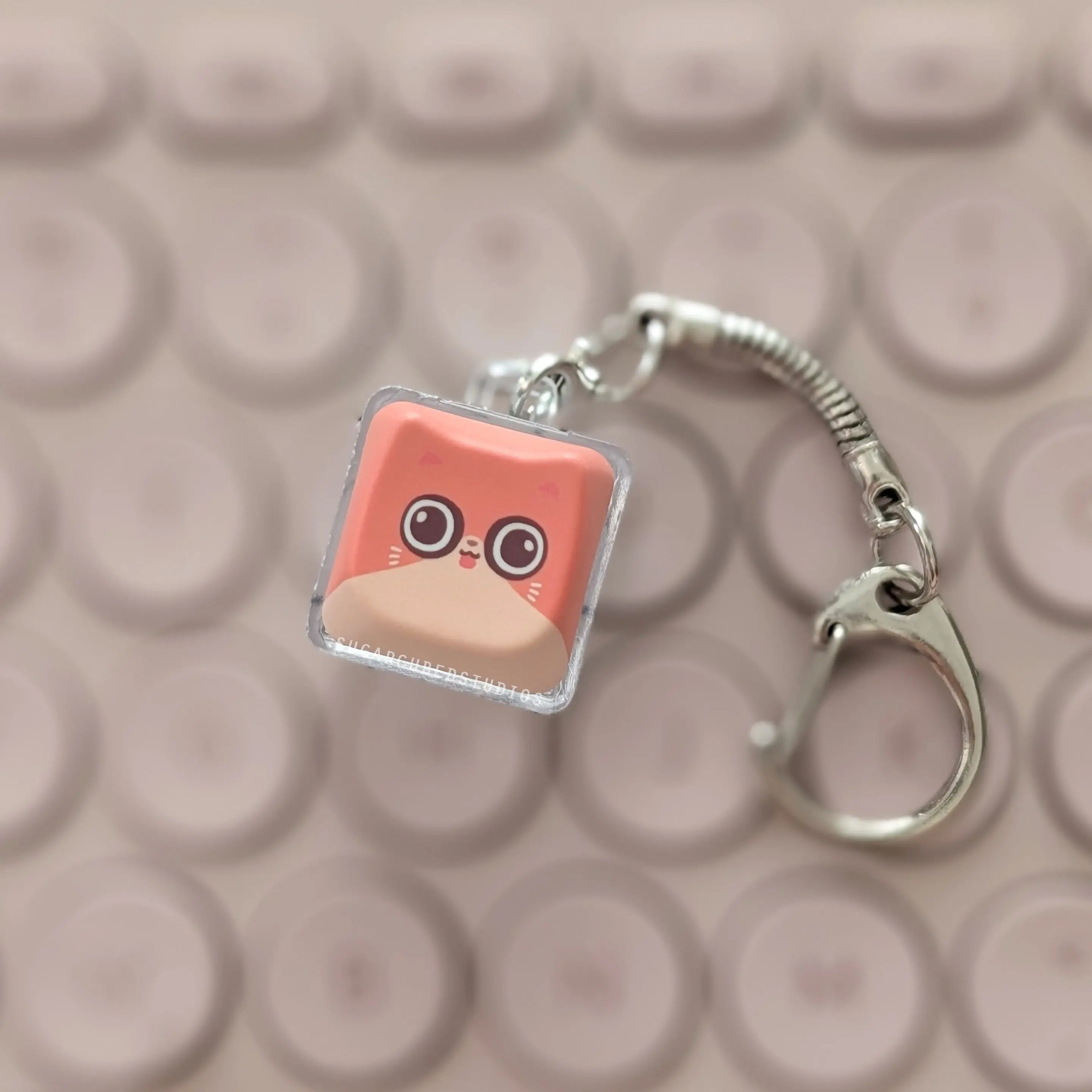 Orange Brained Cat - Fidget Keycap Keychain