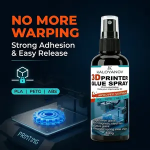 Upgraded 3D Printer Glue Spray Strong Bed Adhesion Anti-Warping Adhesive for PLA PETG ABS TPU Filament Perfect First Layer on PEI Sheet Glass Bed Magnetic Spring Steel 3D Printing Accessories No Curling Easy Release 100g Must Have Tech Tool