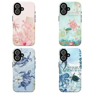 FL-Pastel Ocean Life Phone Case,Coastal Christian Phone Case,Pink & Blue Ocean Floral Collage Protective Cover For iPhone 11 12 13 14 15 16 17 Air Pro Max for Samsung S26 S25 S24 S23 S22 S21 Case,Gift for her/him