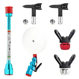 Spray Gun Accessories Anti-Splash Color Separation Shield Set, Includes Two Nozzles, Two Nozzle Covers, Extender Rod, 360 Degree Swivel Connector