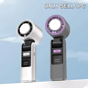 1Count Ice Compress Handheld Fan 199 Levels Speed Portable Mini Foldable Handheld Turbo Fan with Flashlight Outdoor