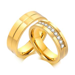 MP 18K Gold Plated Couple Rings Sparkling Zircon Charm ,Wedding Promise Engagement Anniversary Finger Band Stainless Steel Jewelry Non Tarnish Accessories for Women Men personal statement birthday gift heart paraiba tourmaline fashionable