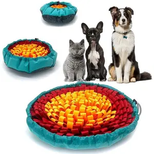 Dog Snuffle-Mat Slow-Feeder-Bowl - Simulating Grassland for Boredom, Encourages Natural Foraging Skills for Pet, Treat Indoor Outdoor Stress Relief（Tricolor）