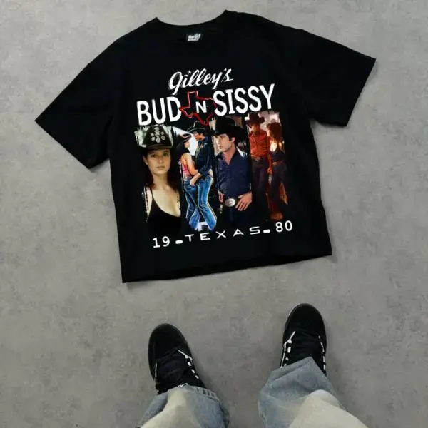 Gilley's Bud N Sissy 19 Texas 80 T-Shirt, Vintage Western Movie Graphic Tee, Retro Cowboy Shirt, Texas Western Fan Gift
