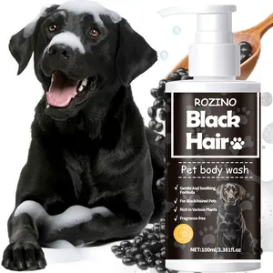 Rozino Black Hair Pet Body Wash - Gentle Soothing Formula for Blackhaired Pets Clean Fluffy No-Stink Magic 100ml