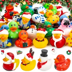 20-Piece Christmas Decoration Set, Ornaments Decor, Cute Creative Santa Duck Figurines, Bath Toys Reindeer Snowman Ducks, Perfect Gift for Kids Friends Colleagues