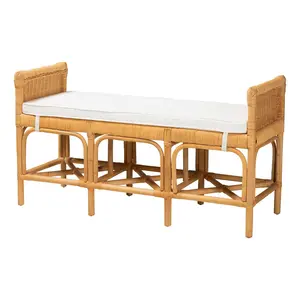 bali & pari Nairi Natural Brown Rattan Bench