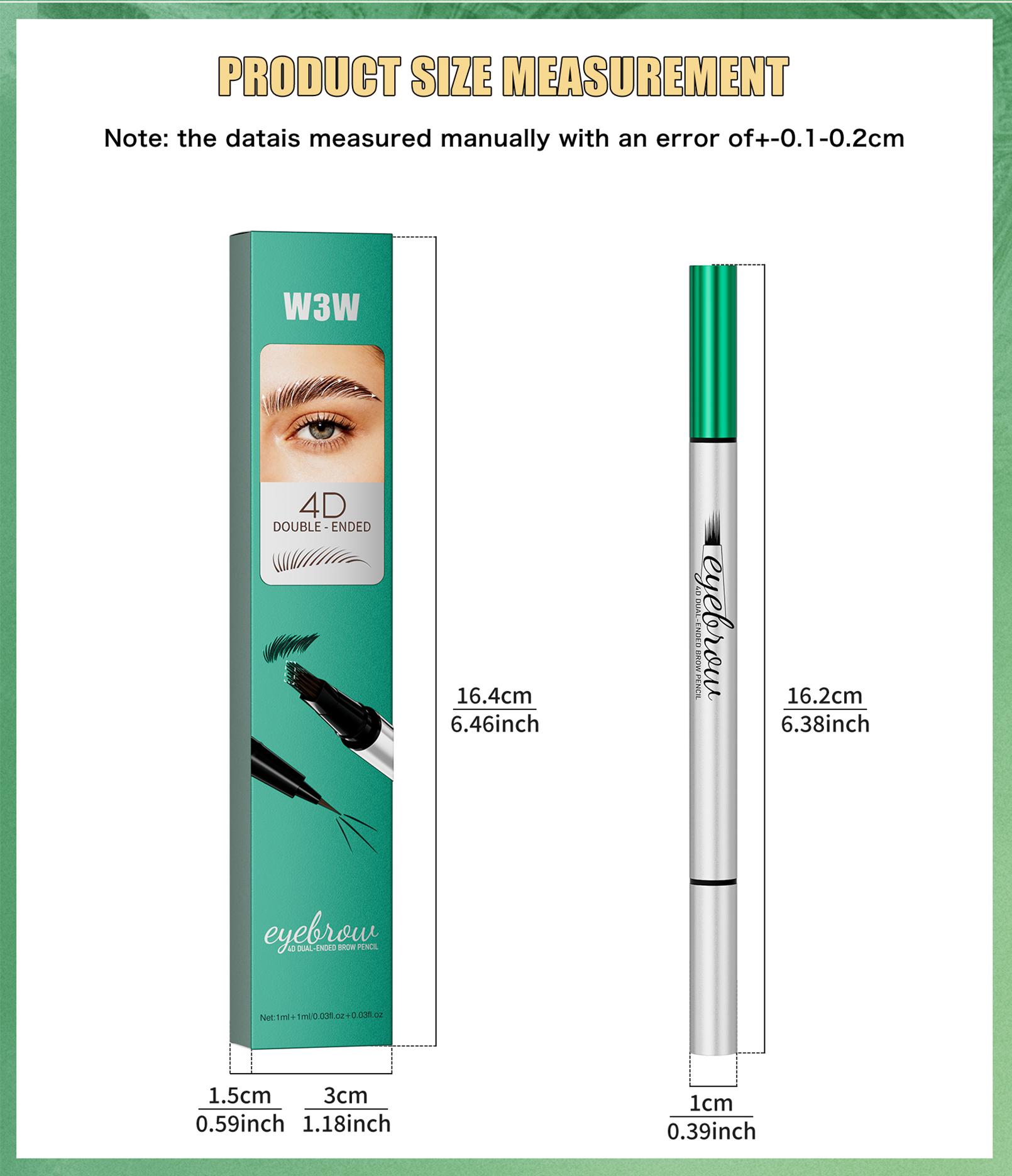 2-in-1 Dual Head 4D Eyebrow Pen with Micro Fork Tip & Fine Brush Tip, Waterproof Long Wear Brow Pencil for Hair Like Natural Strokes, Easy Brow Filling, Shaping & Blending for Beginners Soft Glam Look.