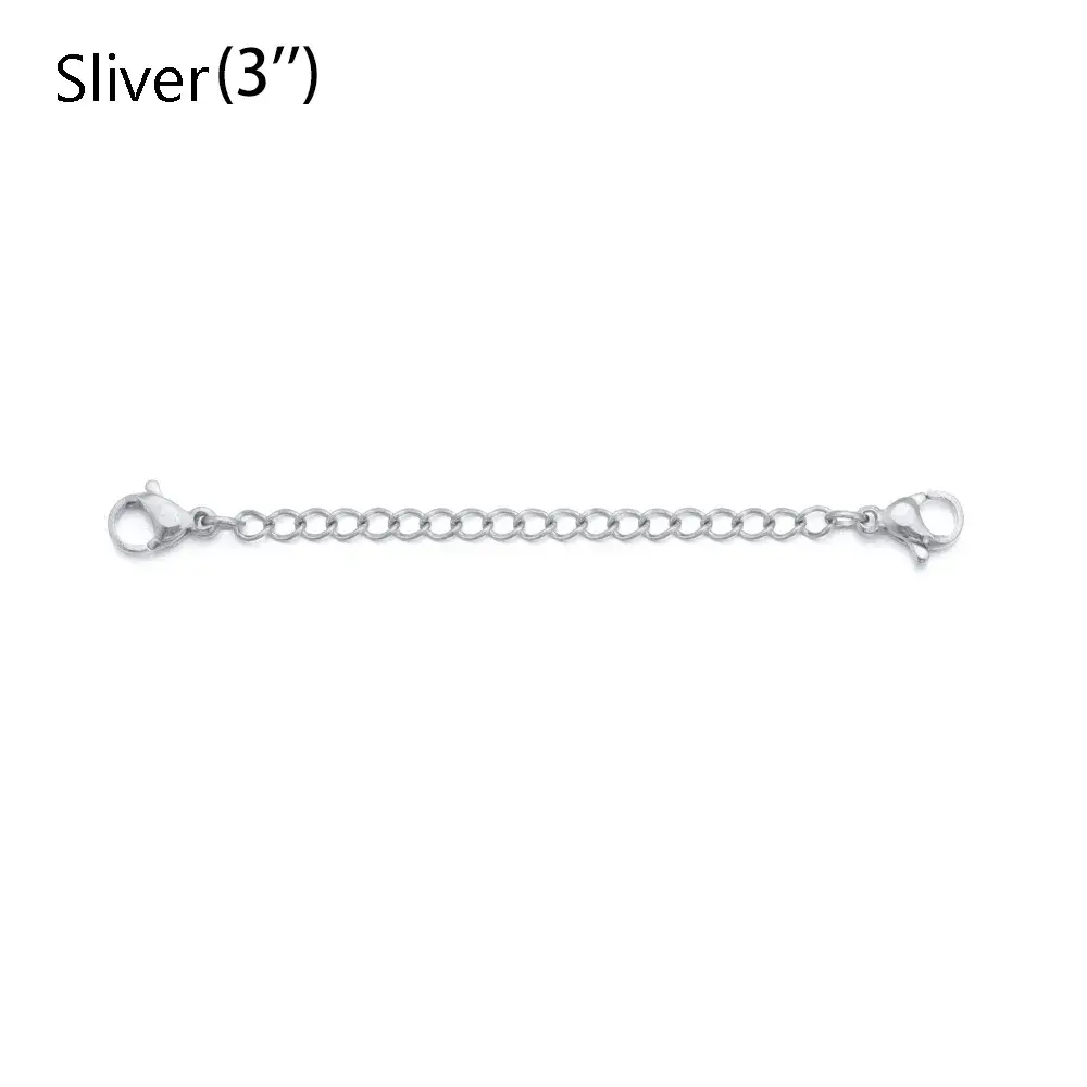 1PC 3'' 6'' Safety Chain Extender Necklace Bracelet Lobster Lock Stainless Steel Durable Gold Silver Black DIY Jewelry Accessory genenic