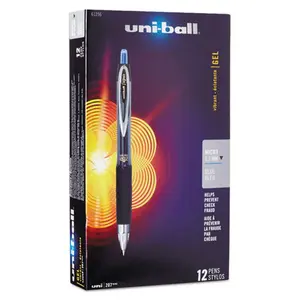 Uni-Ball UBC61256 0.5 mm Micro Blue Ink Smoke Black & Blue Barrel, Dozen Signo 207 Retractable Gel Pen