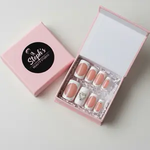 Luxury Toe Nail Kit - 12 Pc Faux Nails with Tools & Glue for Quick Application - White Design - Perfect for Casual to Formal Occasions Duck Style Press-Ons Art