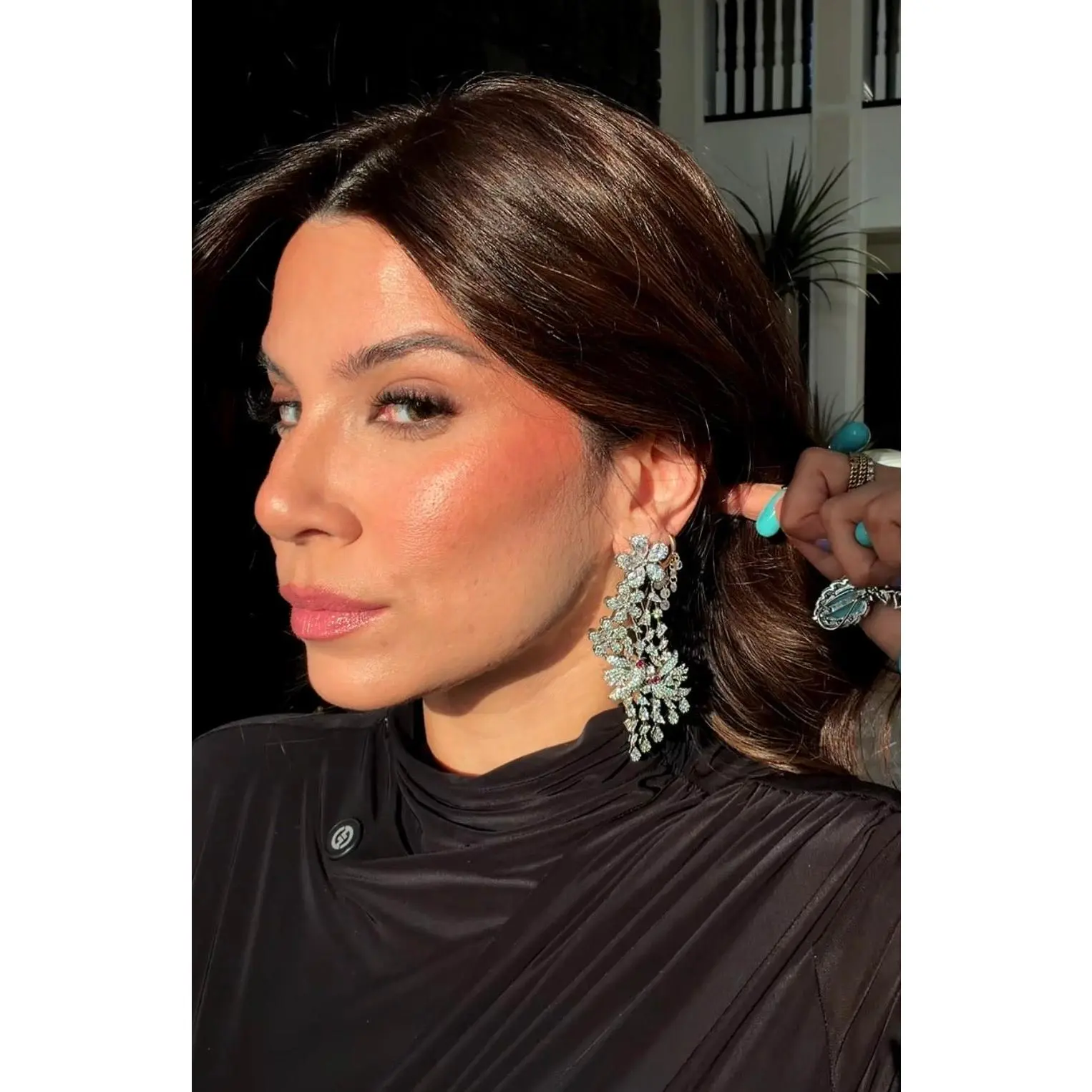 Abiha Dove Chandelier Earrings w Sparkling Crystals & Cubic Zirconia