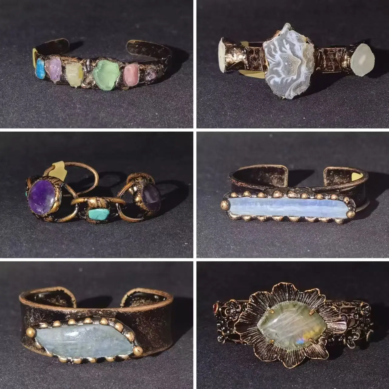 [No.010-015 Tray #1] Unique Handmade Crystal Bangle