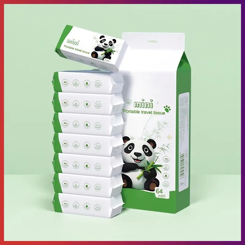 Eco-Friendly Formaldehyde-Free Ammonia-Free Mini Portable Wipe Set - 8 Packs/64 Pcs, Gentle Soft Tissues, Compact for Bag/Car/Pocket, Suitable for Study, Balcony, Kitchen Use