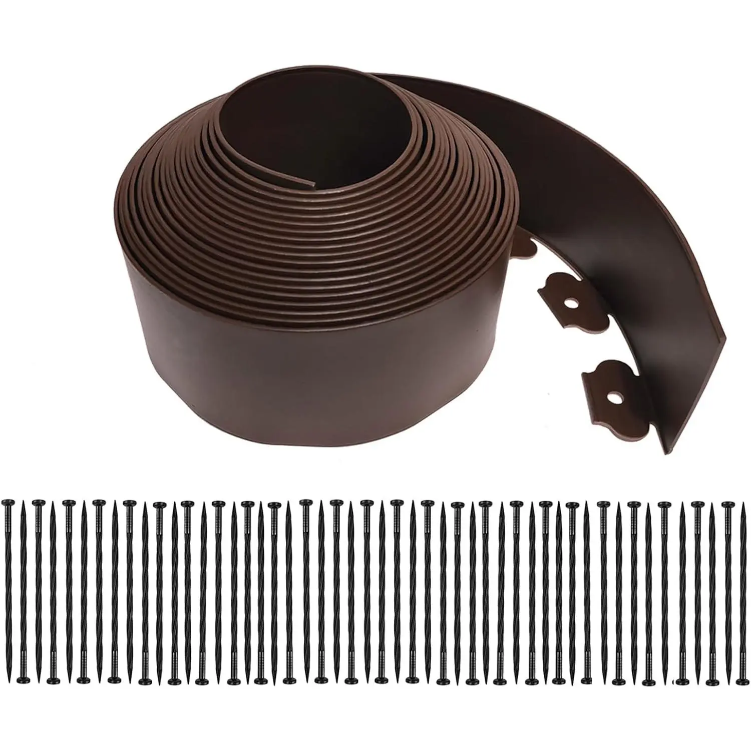 Landscape Edging Kit,40FT Edging with 50 Stakes,4.5 Inch Tall Lawn Edging for Yard,Lawn,Flower Gardens Border (40FT, Brown)