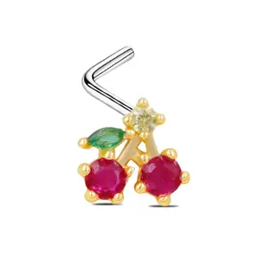 HERVAY 20G/7MM Nose Stud & Tragus Ring - L-Shape Stainless Steel with Clear Bioflex Retainer - Heart Flower Butterfly Decor - Unisex Piercing Jewelry for Women & Men