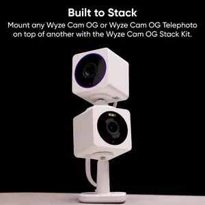 Wyze Cam OG 2-Camera Stack Bundle — Stackable Indoor/Outdoor Wired Smart Cameras, 3x Telephoto Zoom + Standard View, 24/7 Continuous MicroSD Recording for Pets, Baby Monitoring, Security, Color Night Vision, 2-Way Talk, and More