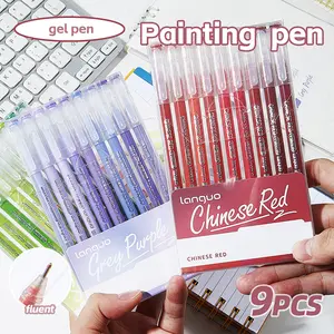 9pcs Colorful Gel Pens Set, 0.6mm Medium Tip, High Capacity Multi-Color Writing Pens, Smooth Writing Pens, Ideal for Diary and Office Use, Office Supplies