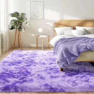 AAFKK Soft Shag Rugs For Bedroom, Tie-dye Purple Fluffy Shaggy Rugs For Living Room Nursery, Luxury Modern Plush Carpet Girls Boys Kids Room Dorm Indoor Home Decor, Upgrade Non-Slip