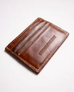 Smathers & Branson Leather Needlepoint Cardholder, Navy