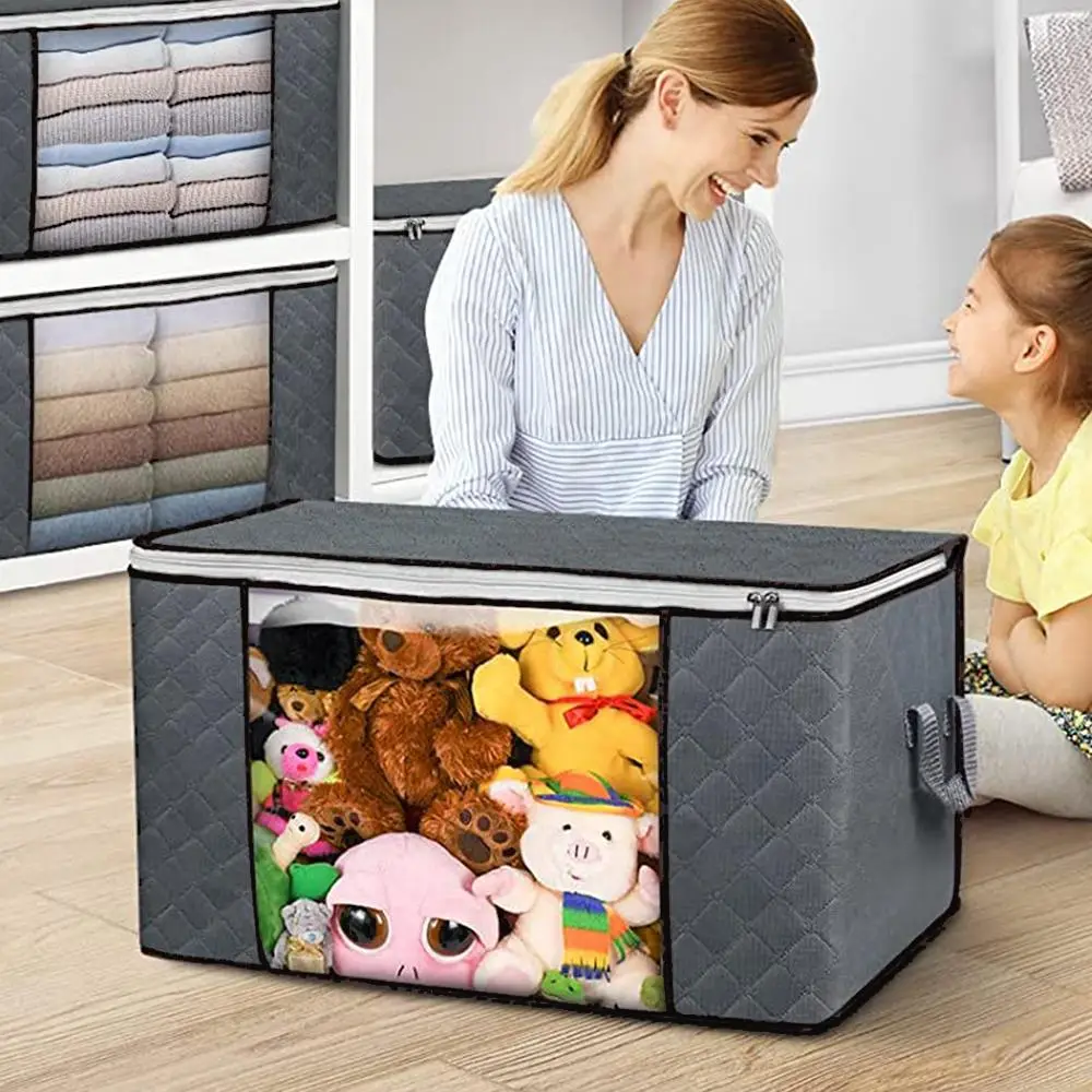 Summer Large Capacity Storage Bag, Foldable Quilt Storage Organizer with Handle, Quilt Storage Bag