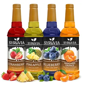 Syruvia Fruit Inspired Syrup Variety Pack – Strawberry, Pineapple, Blueberry & Mandarin Orange Syrup – Perfect for Cocktails, Mocktails, Lemonades & More – 25.4 Fl oz Bottles (4 Pack)