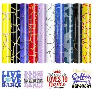 10 Sheets Crack Art Heat Transfer Vinyl, 12x9.8 Inches, Easy Cut & Remove, DIY T-Shirts Bags Hats Pants, Multi-Color Handmade Material, Handcraft, Handmade Crafts