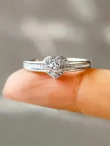 1 PC Charm Cubic Zirconia Heart Shaped Engagement Ring For Women For Valentine's Day Gift Wedding Anniversary Party Jewelry