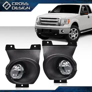 CROSSDESIGN Smoked Bumper Fog Lights Driving Lamp + Bulbs Fit For 2011-2014 Ford F150 Pickup