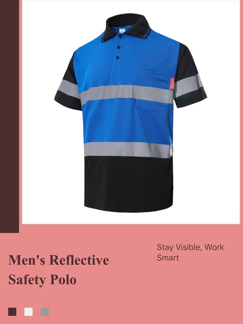 Men's Safety Polo Shirt with reflective tape, ANSI Class 2 standard