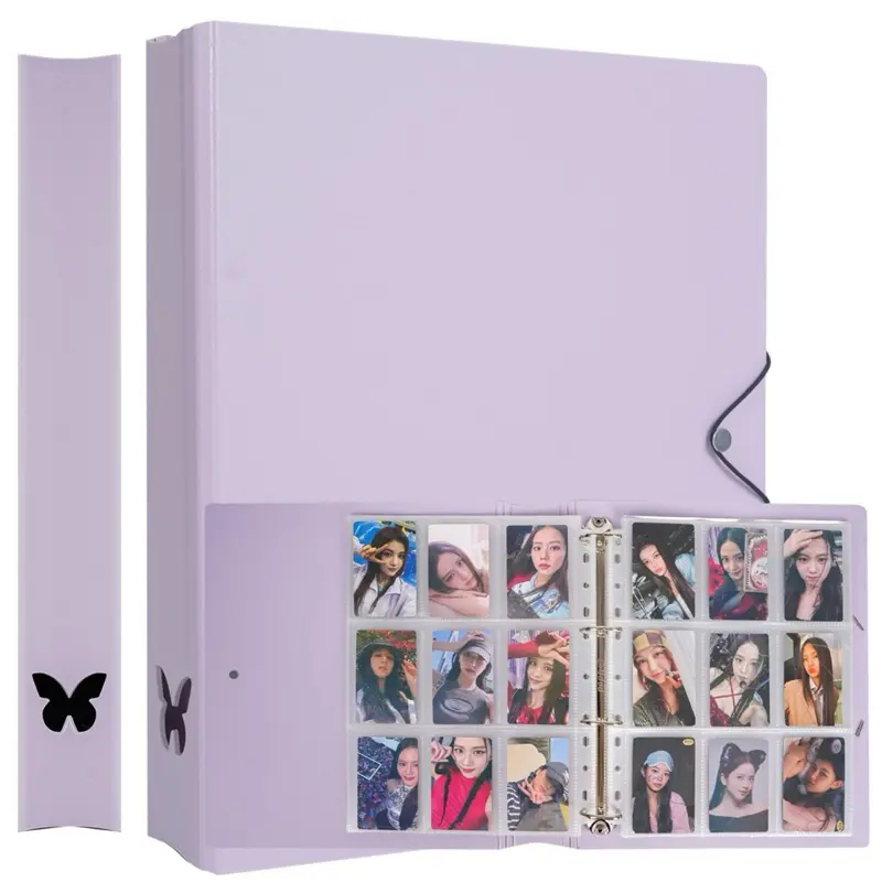 Kpop A4 Butterfly Minimalist Photocard Binder | 9 Pocket Single Side Inner Refills and 2 Divider Acid-Free | Kpop Photocard Binder Decor Lightweight