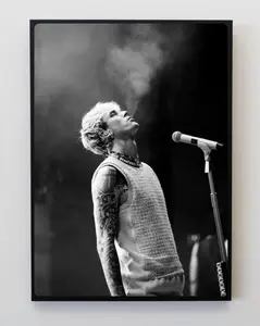 MGK Live Black and White Poster, MGK Concert Wall Art, Music Photo Print, Rock Rap Wall Decor, Gift for Fans