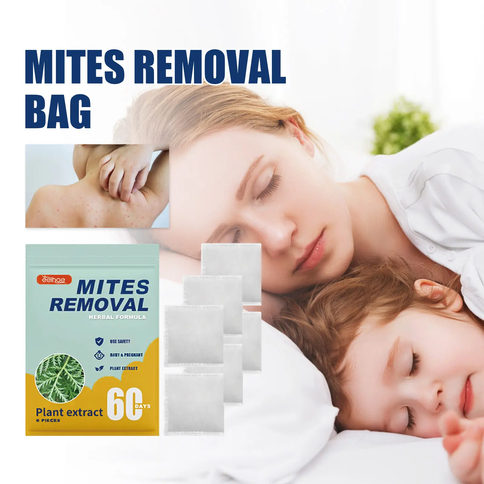 EELHOE Mite Removal Pouch – Multi-Purpose Household Cleaner for Mites, Portable Herbal Anti-Mite Patch for Flea & Bug Bites
