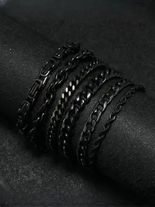 Unisex Street Trend Chain Decor Matching Bracelet, Trendy Multiple Style Minimalist Friendship Bracelet & Couple Bracelet, Chic All-match Jewelry As Gift for Girlfriend & Boyfriend, Bracelets Stack, Stackable Bracelets