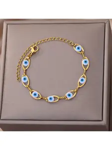 New fashion, unique and creative multi-color stainless steel bracelet with gold plating featuring demonic eyes - trendy accessory, Trendy Jewelry