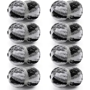 8 count Chunky Yarn for Hand Knitting - Chunky Chenille Yarn for Crocheting - Fluffy Yarn for Crochet - Jumbo Yarn for Hand Knitting 28.4 yds 7.7 oz of Super Bulky Yarn (Black-White-Gray)