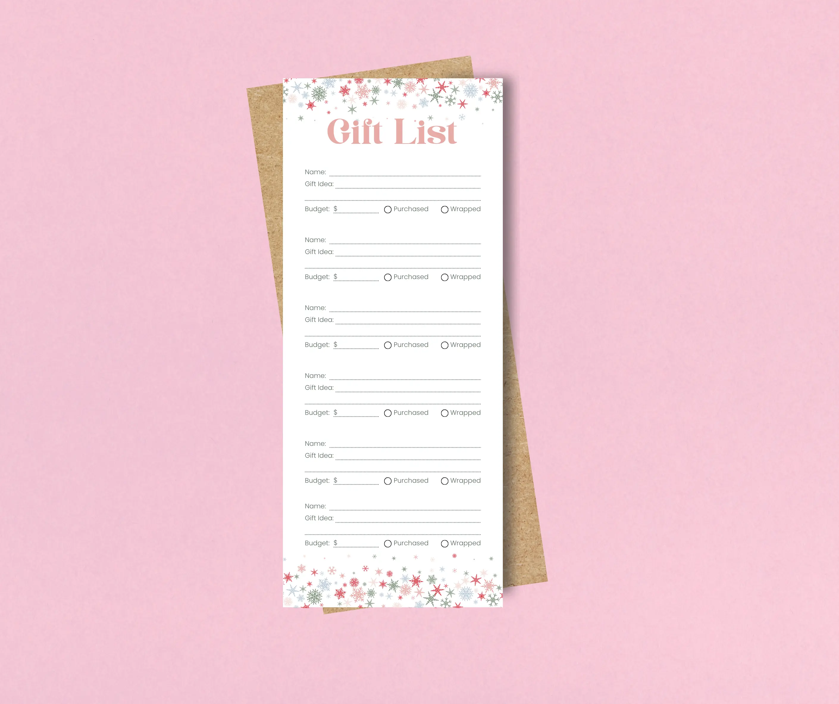 Christmas Gift List Notepad