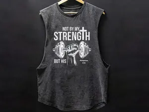 My Strength Christian Men Bible Gym Workout Weightlifting Washed Tank Top, Gym Tank Top, Jesus Tank Top, Christian Tank Top