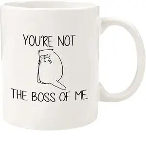Not The Boss Of Me Funny Cat Mug - Best Cat Lover Gifts for Women, Men, Mom, Dad - Unique Cat Themed Birthday Present Idea Drinkware Ceramic