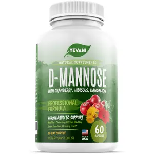 YEVANI D-Mannose Capsules 1000mg with Cranberry, Hibiscus & Dandelion - Advanced Urinary Tract Health & Bladder Cleanse Support - 60 Vegan Capsules