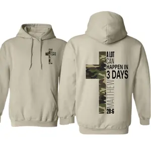 A Lot Can Happen In 3 Days Hoodie – Christian Faith Cross Design ️ | Matthew 28:6 Scripture | ️ Black Friday Deal | Cyber Monday Flash Sale | Holiday Gift 2025