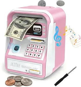 Mini Savings Box with Password Lock – Electronic Coin & Cash Storage Organizer for Kids, Automatic Bill Feed Slot & Large Capacity Coin Holder for Boys & Girls. Great Birthday & Holiday Gift coin money bank