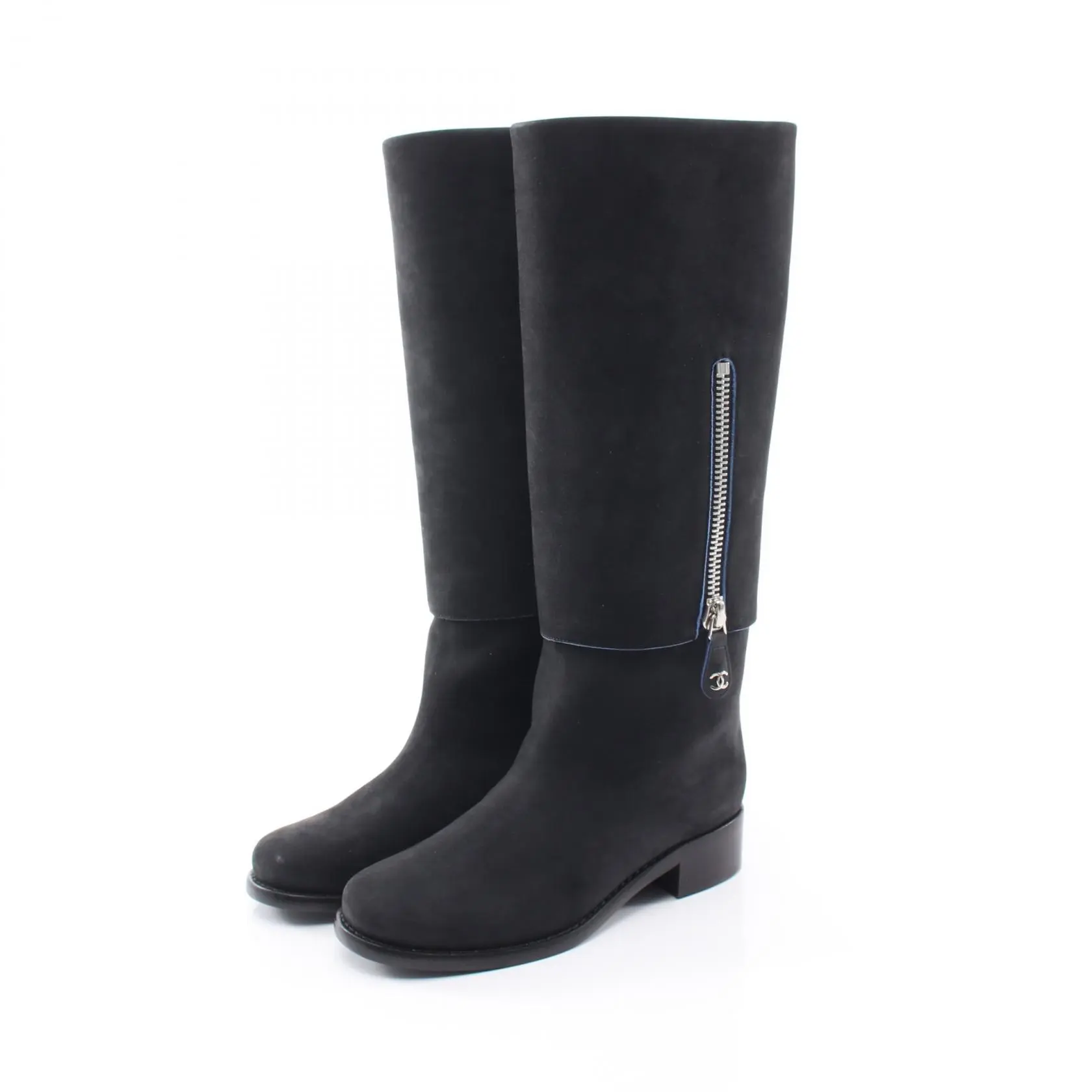 Pre-owned CHANEL Suede Small Leather Goods Long Boots