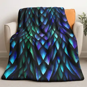 Fancy Dragon Scale Print Blanket, Cool Magic Style, Multiple Sizes Available, Skin-Friendly Warm Washable, Ideal for Bedroom and Sofa