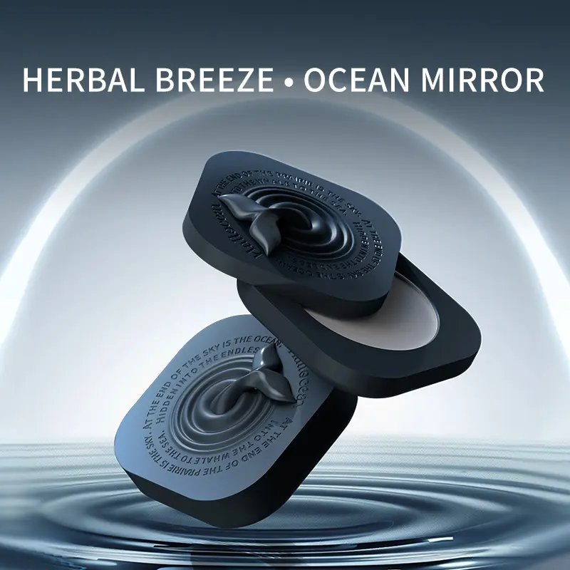 Herbsocean Men's solid cologne. Alcohol-free, long-lasting tea & sandalwood scent. Portable, travel-friendly, ideal gift.
