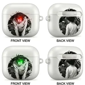 Death Note Anime AirPods Case L & Light Yagami Dark Psychology Icons – Ryuk, Red Apple Symbolism Gothic Black & White Manga Art Chibi & Realistic Anime Illustration Otaku Collector Style Cover For AirPods, DS 3